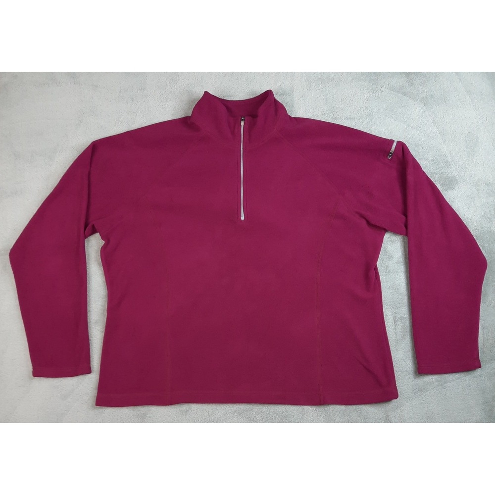 LL Bean Sweatshirt Womens XL Pink Fleece 1/4 Zip Pullover Pocket Hiking Gorpcore